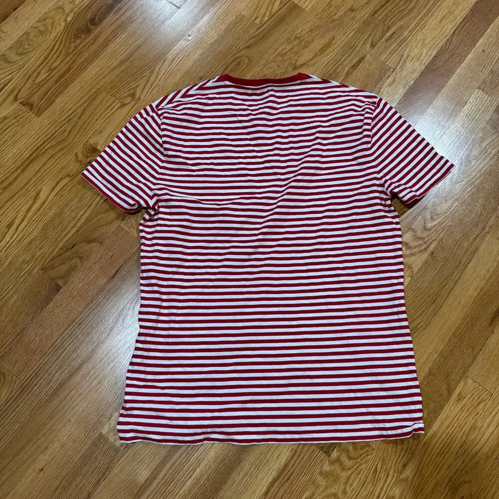 Polo Ralph Lauren Stripe T-Shirt Mens Large Red White SS NWOT Pin Hole - Picture 2 of 4
